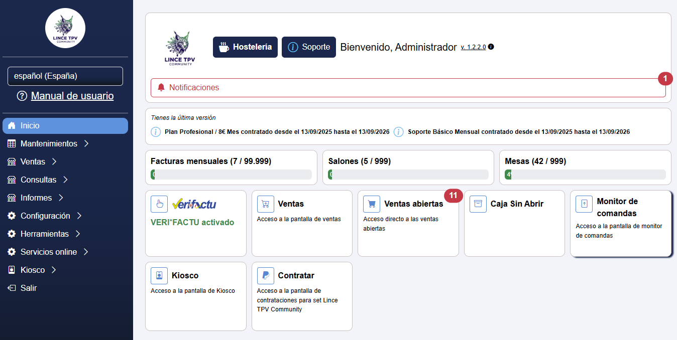 Programa TPV gratis para hostelería